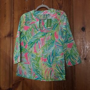 Lilly Pulitzer Vibrant Pink and Green Patterned Top